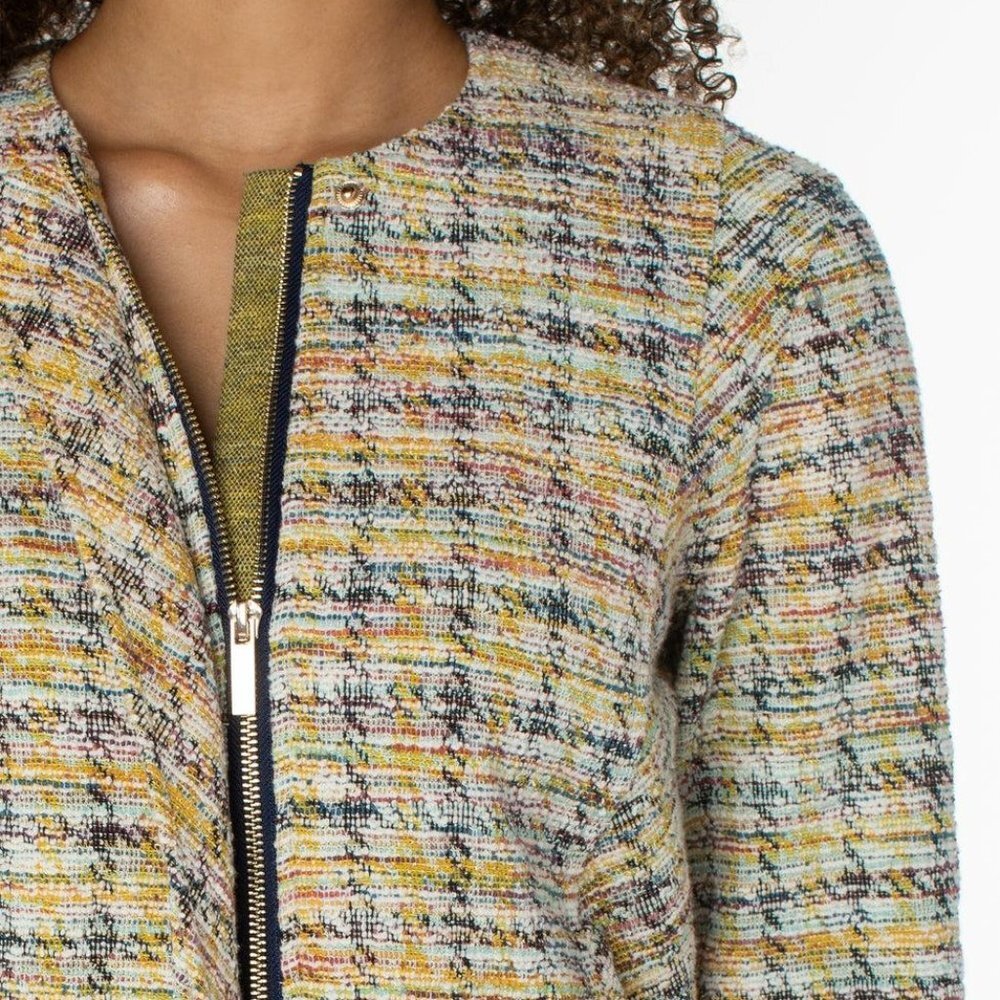 Liverpool los Angeles Collarless Zip Up Jacket Mustard Multi Plaid - Picture 11 of 15